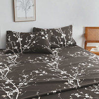 Parure de lit de luxe imprimée végétale non jetable en microfibre pour hôtel/maison/mariage