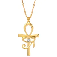 Египетский АНК крест кулон ожерелье для женщин/мужские золотистые цветных теней для век под Horus амулет в виде ожерелья религиозные цепи Египет, ювелирные изделия в качестве подарка