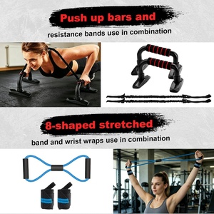 Kit de roues abdominales avec bandes de résistance, tapis de genou, corde à sauter, barre de pompes, équipement de gym à domicile pour la force et les <span class=keywords><strong>exercices</strong></span> abdominaux - Product Image 4