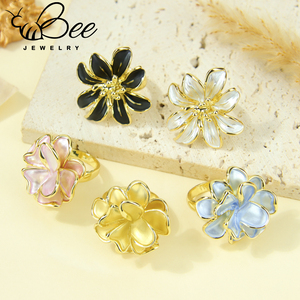 Italian Luxury Geometric Flower <b>Statement</b> <b>Rings</b> 14k Gold Color European Exquisite Baroque Wedding <b>Ring</b> For Girls - Product Image 6