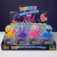 Jouet Squishy Pieuvre à Presser Anti-Stress avec Ventouses Tentacules, Lot de 12 Pièces en Boîte Colorée pour Présentation