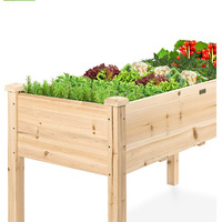 Lit de jardin en bois, 4 pièces, rectangulaire surélevé, pour légumes, fleurs, Patio extérieur