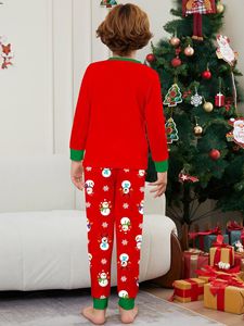 2024 Eltern-Kind-Hauskleidung Damen Herren Kinder Baby Hund Schlafanzug Hirsch Schneemann Monogrammierte Lange Familien-Weihnachtspyjamas Set - Product Image 5