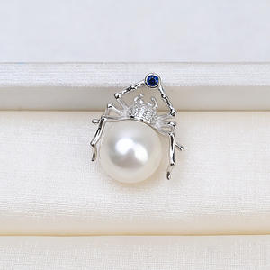 Pendentif araignée en argent S925 avec perles de cheveux de fœt de 9 à 12 mm, base creuse baroque, accessoire de collier pour femme DIY 1596 - Product Image 3