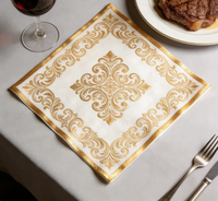 Serviettes en papier jetables de luxe style européen avec feuille d'or, serviettes de table jetables épaissies en feuille d'or européenne