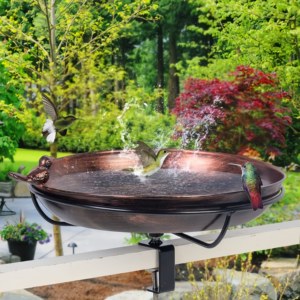 Outdoor Lightweight Deck Mounted <strong>Metal</strong> Garden <strong>Bird</strong> <strong>Bath</strong> with Adjustable Sturdy Steel Clamp - Product Image 5