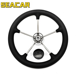Volante para barco Seacar de 11 pulgadas, acero inoxidable, espuma de poliuretano negra, para uso marino - Product Image 5