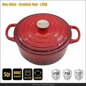 Olla de Hierro Fundido Esmaltado Rojo <span class=keywords><strong>Escarlata</strong></span> Moderna, Cazuela Resistente a la Oxidación, Utensilio de Cocina Duradero para Estofar y Cocinar a Fuego Lento - Product Image 1