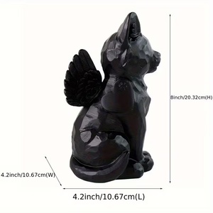 Estatua Conmemorativa de Urna para Perro Ángel de Resina Personalizable - Nombre/Fecha Grabable, Ideal para Conmemoración en el Hogar y Recuerdo de Cenizas Caninas - Product Image 6