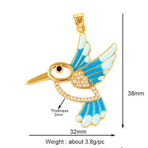 Pendentif jumbo en émail papillon libellule, couleur plaqué or véritable, fournitures de bijoux artisanaux M38 - Product Image 5