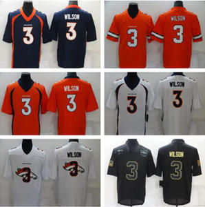 Russell Wilson Denver Jerseys 3 Cosido VP Limited Jersey EE. UU. Fútbol Deporte Moda Juego Jerseys Venta al por mayor Azul marino Negro - Product Image 2