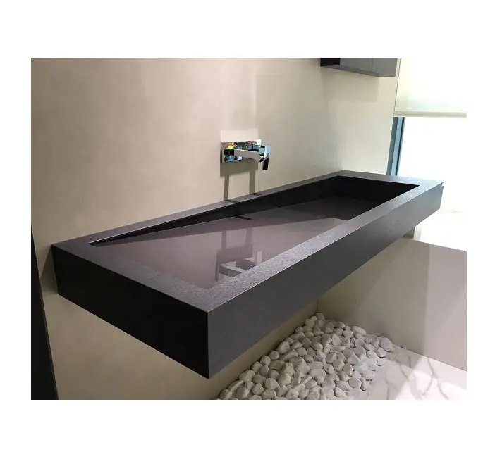 Fait sur commande Offre Spéciale noir salle de bain vanités De salle de bains de Qualité solide surface lavabo
