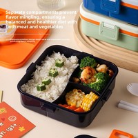 Boîte à lunch isotherme en plastique à double compartiment avec couvercle, compartimenté, portable pour étudiants, avec couverts intégrés, pour salades