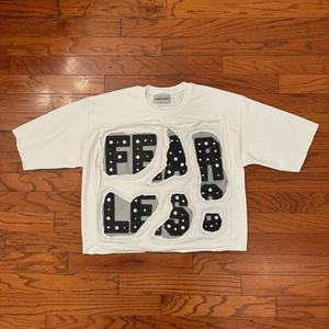 Custom Drop Shoulder <b>T</b>-<b>shirts</b> Heavy Cotton Crew Neck Applique Patch Embroidery Rhinestones Boxy Cropped Oversize <b>T</b>-<b>shirt</b> <b>Man</b> - Product Image 1