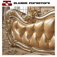 Lit double de style européen de 2 mètres, lit français en cuir de luxe, pour chambre à coucher principale, 2.2 lit de mariage haut de gamme