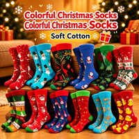 Chaussettes de Noël en coton jacquard 200N en gros, motifs Père Noël, bonhomme de neige, sapin, chaussettes fantaisie pour adultes, cadeau de Noël