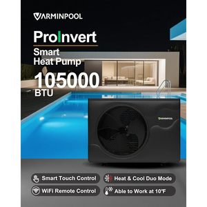 Bomba de Calor para Piscina Varminpool de 105000 Btu con Inversor, 220-240V, Control Inteligente por Wifi, para Piscinas Enterradas de 30000 Galones - Product Image 3