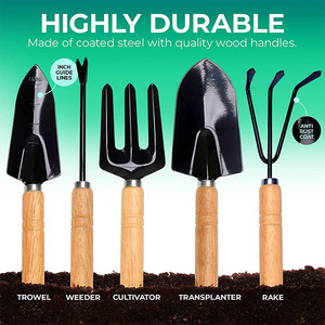 Garden Tool Set 8 Piece Stainless Steel Wooden Handle Digging Planting Weeding Kit With Spray Bottle And Gloves - Product Image 3
