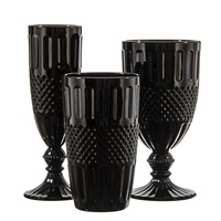 Ensemble de verres à vin rouge en verre bleu vintage à motif diamant personnalisé pour mariage