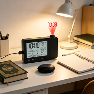 Reloj Despertador con Proyección Digital Islámica, Azan Musulmán, Proyector <span class=keywords><strong>de</strong></span> Pared con Dirección Qibla y 5 Horarios <span class=keywords><strong>de</strong></span> Oración Diarios - Product Image 3