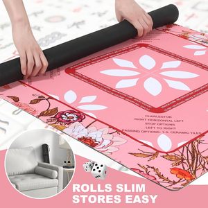 Premium espesado impermeable antideslizante reducción de ruido Mahjong Mat Mahjong <span class=keywords><strong>solitario</strong></span> juegos de mesa y dominó en polvo de melocotón - Product Image 5