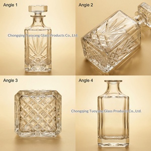 Decanter in Vetro Trasparente, Set per Confezionamento di Liquori e Vini, Bottiglia per <span class=keywords><strong>Whisky</strong></span> <span class=keywords><strong>750ml</strong></span>, Design Retrò di Lusso Leggero - Product Image 5