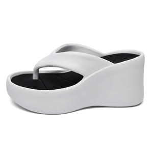 Sandales compensées de luxe noires et blanches pour femmes, nouvelle collection, talons plateforme, logo personnalisé, souples et confortables - Product Image 2