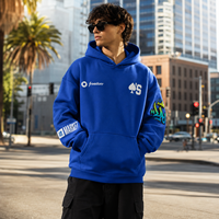 Hoodie Logo Kustom Berkualitas Tinggi Warna Biru Royal 380GSM OEM MOQ Rendah Ukuran Besar Model Kotak  Sweatshirt Cetak