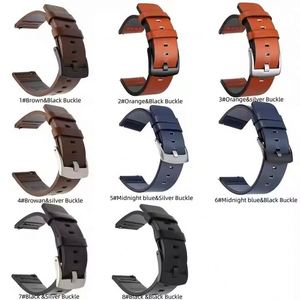 Bracelet de montre en cuir respirant 20mm/22mm, à dégagement rapide, en acier inoxydable, compatible avec Samsung, Galaxy, Huawei Watch GT - Product Image 5