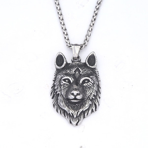 Yunnique – collier avec pendentif tête de loup en acier inoxydable, accessoire de bijoux à chaîne pour hommes, à la mode - Product Image 5