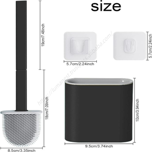 Brosse de nettoyage de toilettes intelligente en silicone noir détachable avec support, nouveau style, vente en gros 2025 - Product Image 3