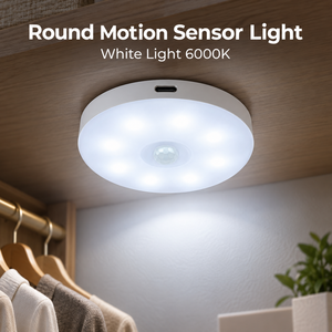 Rechargeable 6000K White Round Motion Sensor <b>Light</b> Type C PIR LED <b>Puck</b> <b>Light</b> for Cabinet Closet Wardrobe - Product Image 1