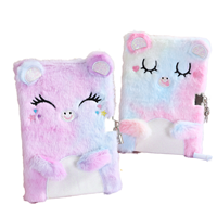 Carnet de notes en tissu peluche doux avec motif chat de dessin animé - Cadeau pour petites princesses et écolières, 80 feuilles, reliure cousue