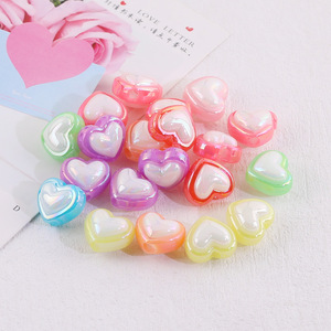 Acrylic Square Loose Beads With Heart Design For Jewelry Making DIY Accessories 10mm Colorful Resin Beads - Product Image 2