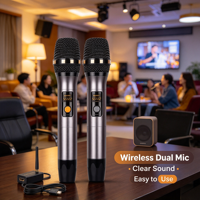Microphone dynamique sans fil portable à double canal avec récepteur, microphone à main pour karaoké, amplificateur de son