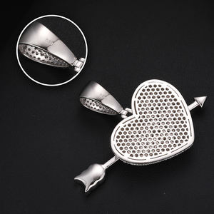 Penjualan langsung pabrik berlian 925 perak murni Vvs Moissanite liontin desain hati panah wanita liontin rantai berbentuk hati - Product Image 3