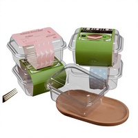 Contenant jetable transparent en PET pour pâtisseries et desserts (lait de soja, glace, tiramisu, caramel, sel marin), spécial cuisson et livraison, très populaire en ligne