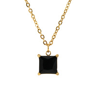 Collier pendentif carré en zircon pour femme, chaîne ras-du-cou géométrique minimaliste, bijoux de mode, vente en gros