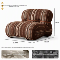 Fauteuil d'appoint sectionnel minimaliste nordique en tissu rayé avec rembourrage en mousse, pour appartement, centre commercial, chambre à coucher, mobilier de loisirs, fauteuil de salon