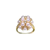 Bague Hortensia en Or 14K à Haute Brillance Naturelle avec Perle d'Eau Douce Blanche et Micro-Incrustation de Zircon, Bijou pour Femme, Cadeau