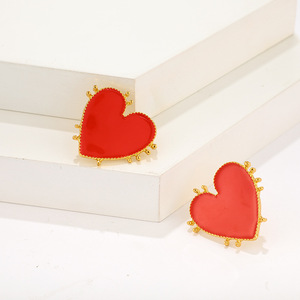 Moda Popular mujer personalidad OL rojo gran amor forma de corazón joyería pendientes salvaje Stud pendientes para mujer - Product Image 4
