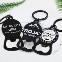 Décapsuleur personnalisé avec logo émaillé 2D/3D, en alliage de zinc plaqué noir, porte-clés décapsuleur en métal pour bar et cadeau souvenir