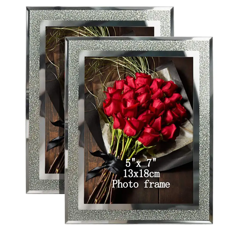 Wholesale Hot Sale 4X6 5X7 6X8 8X10 A4 Crushed Diamond Glass Photo Frame Customizable Glass Picture Frame