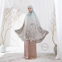 Imprimer exclusif soie Mukena Satin soie prière ensemble Sajadah Metaltag literie 2 en 1 voyage Telekung musulman prière porter dame