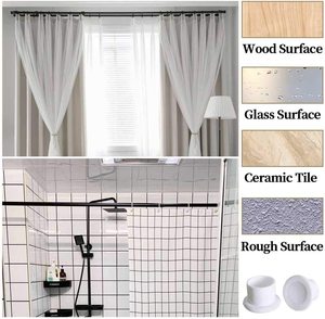Tringle à rideau de douche robuste à tension par ressort, réglable, noire, antidérapante, pour séparateur de pièce, avec tringle métallique, pour salle de bain - Product Image 5