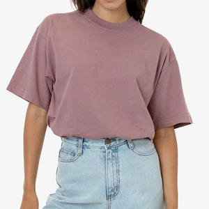 T-Shirt Crop Top <span class=keywords><strong>Oversize</strong></span> a Maniche Corte con Collo Alto per <span class=keywords><strong>Donna</strong></span>, Vendita all'Ingrosso, Magliette Semplici alla Moda - Product Image 5