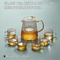 Bouilloire à thé en verre résistant à la chaleur, sans BPA, grande capacité, pour thé en vrac, compatible cuisinière, 450ml, 650ml, 900ml, avec infuseur amovible