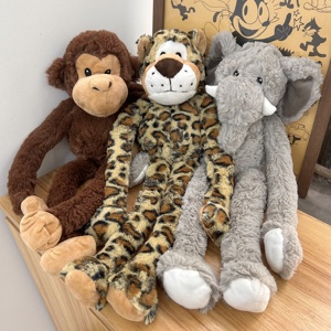 Juguete de peluche original Multipet Purple-label para perros, de patas largas, para tirar, con efectos de sonido, interactivo, con diseños de elefante, leopardo y mono. - Product Image 1