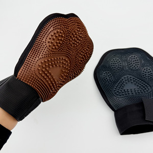 Gants de toilettage pour animaux de compagnie, pour chats et chiens, double face, réglables, taille unique, noir et marron - Product Image 5