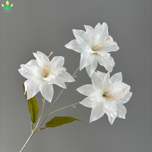 Rama de Flor de Lirio de Seda Artificial, Tallo Largo, 3 Cabezas, Ramo de Tallo Único para Decoración de Mesa en el Hogar, Bodas, Fiestas y Días Festivos - Product Image 5